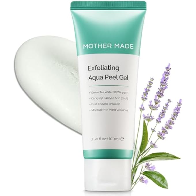 MOTHER MADE LHA GREEN TEA EXFOLIATING AQUA PEEL GEL, DEEP PORE FACE EXFOLIANT, GENTLE FACIAL EXFOLIATOR, DEAD SKIN REMOVER, NATURAL CELLULOSE FOR PEELING, VEGAN, KOREAN SKINCARE, 100 ML - Image 1